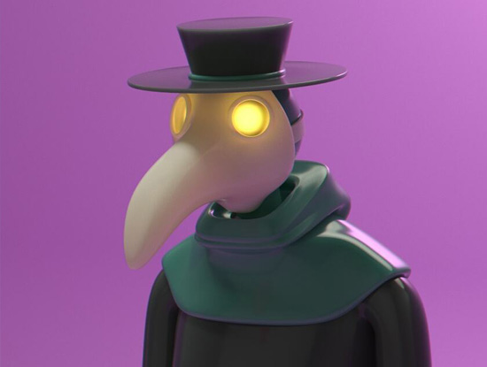 ilustración 3D dun personaxe tipo peste