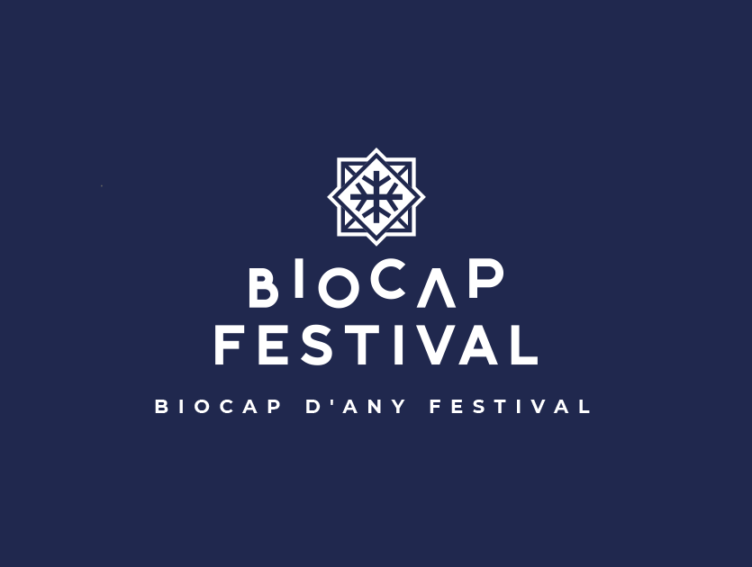 logo do biocap blanco con fondo azul