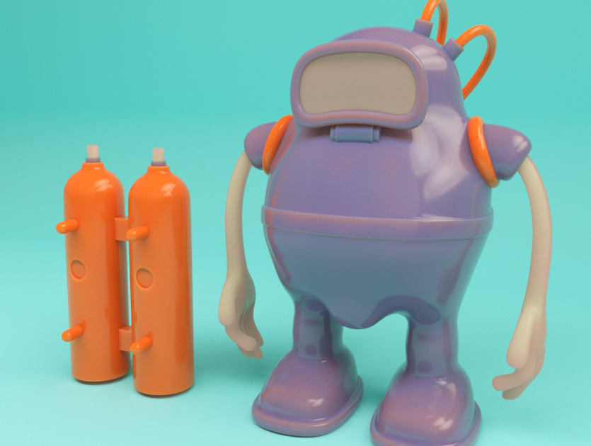 ilsutración 3d dunha personaxe baseada nun buzzo
