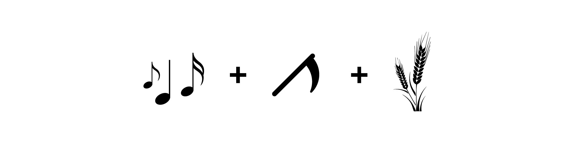 imaxe onde se amosan a nivel visual o concepto do logo, unhas notas, unha fouciña e o millo