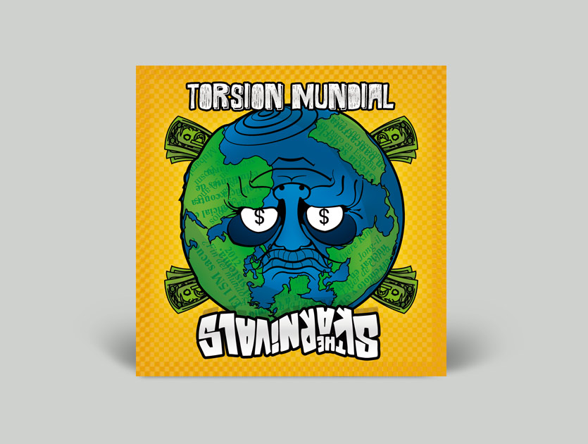 vista da portada do disco torsión mundial rotado amosando a cara triste da terra